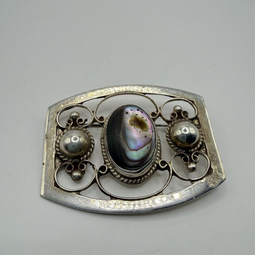 Farfan Vintage 925 Sterling Silver Labradorite Brooch Pin 10.5g